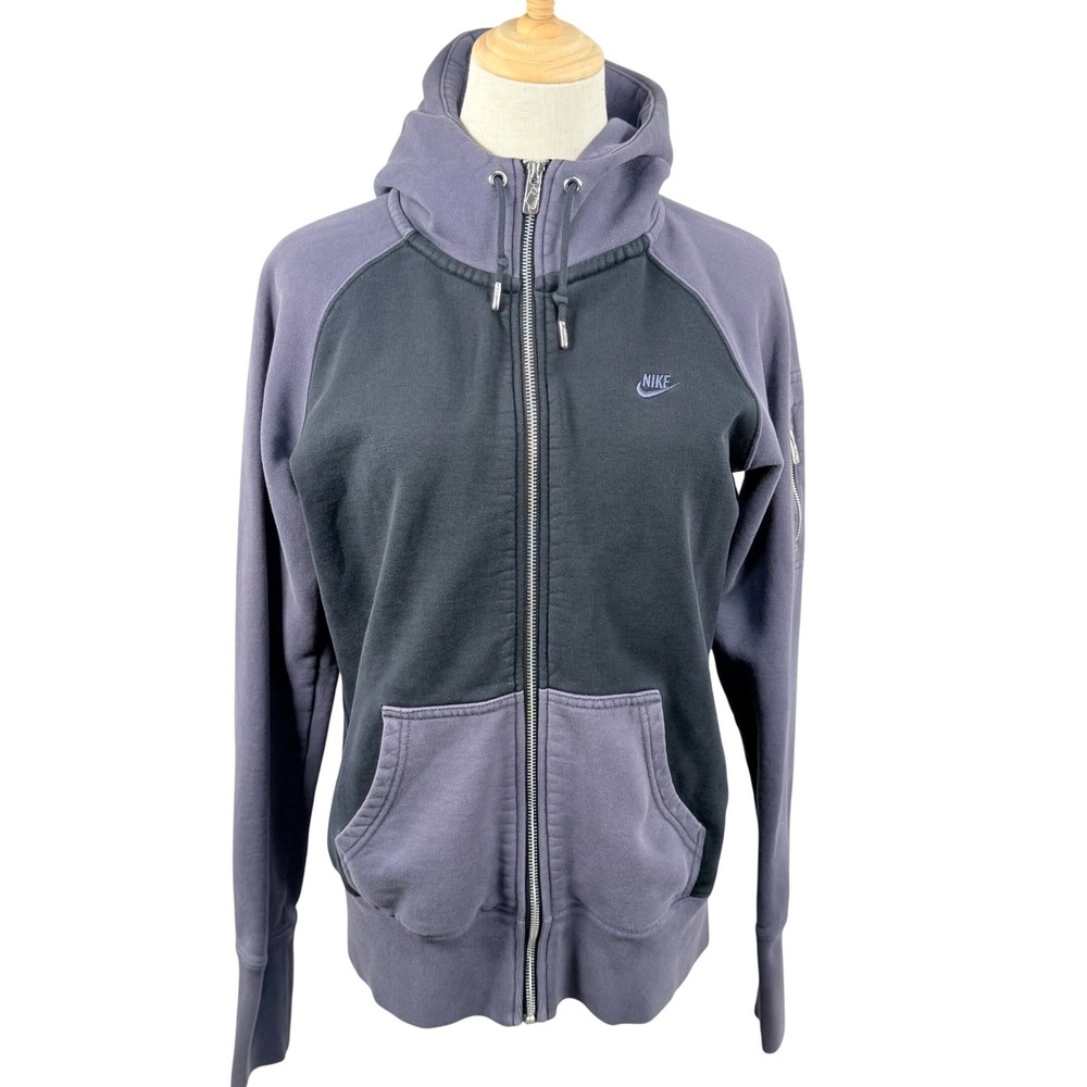Vintage Y2K Nike L Full Zip Hoodie Scuba Neck Organic Cotton Athleisure Gorpcore